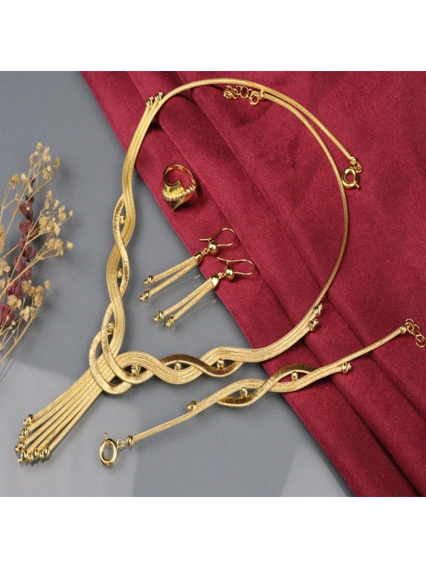 21 Ayar Kıvrımlı Sarma Zincir Altın Set